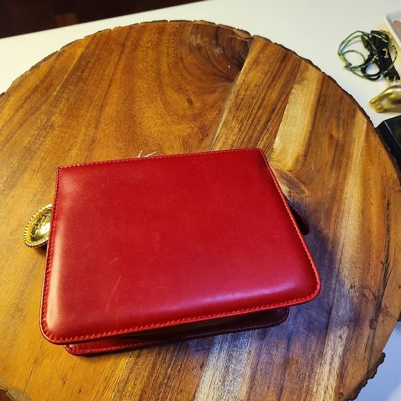 Loewe Red Leather Mini Clutch w/Gold Logo Branded Zipper Pull Charm Clutches & Wristlets